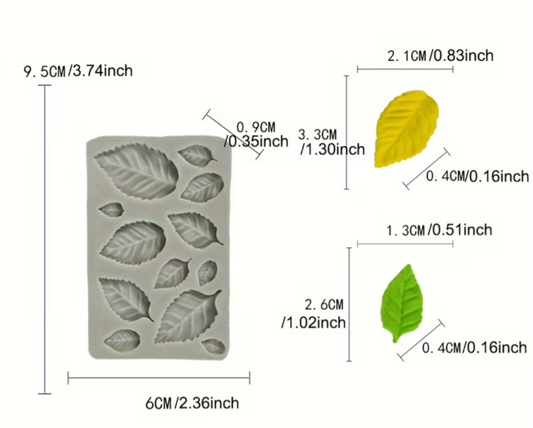 12 Assorted Leaf Silicone Mould
