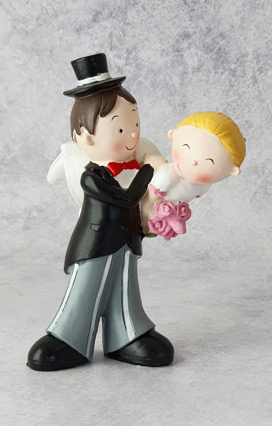 Comic Bride On Groom Shoulder