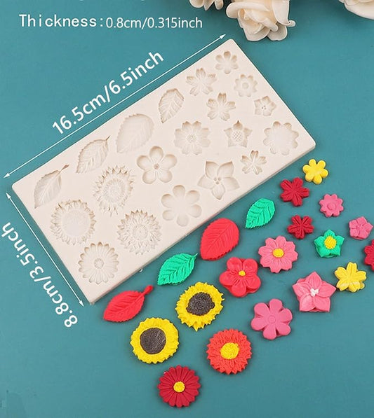 Assorted Flowers & Leaves Silicone Mould