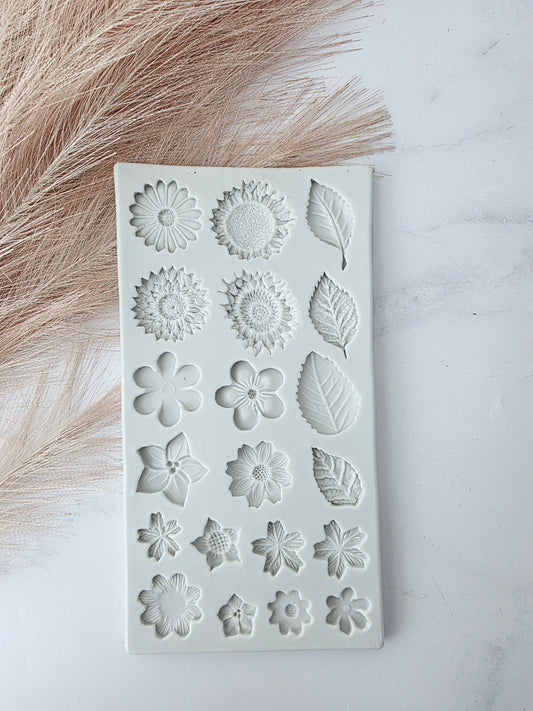 Assorted Flowers & Leaves Silicone Mould