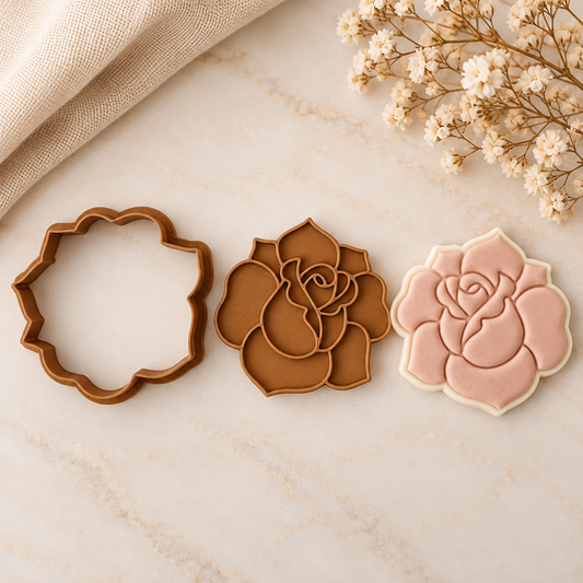 Rose Head Cookie Cutter & Embosser