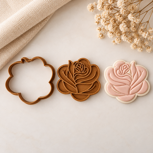 Rose Head Cookie Cutter & Embosser